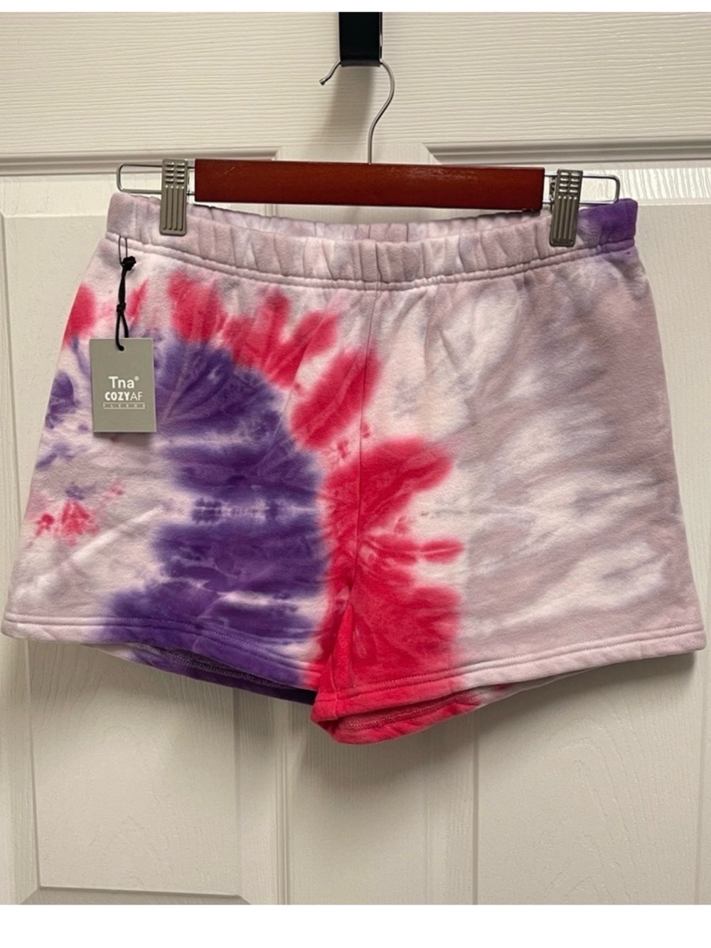 NEW - TNA Cozy AF Tie-Dye Fleeze Sweat Shorts. Sz Small